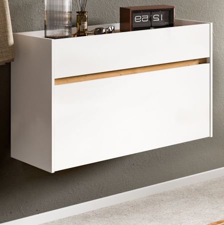 Schuhkipper Borga in wei� und Artisan Eiche Schuhschrank h�ngend 110 cm