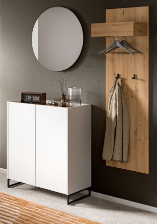 Garderobe Set 3-teilig Borga in wei� und Artisan Eiche 155 x 197 cm, Soft-Close