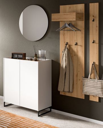 Garderobe Set 4-teilig Borga in wei� und Artisan Eiche 186 x 197 cm, Soft-Close