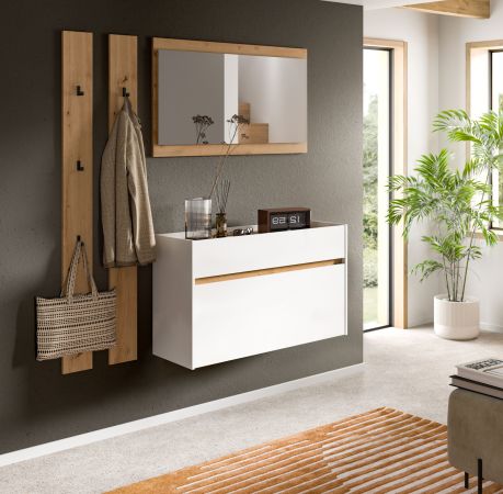 Garderobe Set 4-teilig Borga in wei� und Artisan Eiche 172 x 197 cm