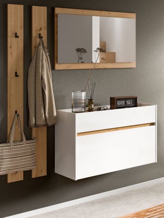 Garderobe Set 4-teilig Borga in wei� und Artisan Eiche 172 x 197 cm