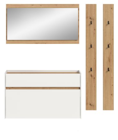 Garderobe Set 4-teilig Borga in wei� und Artisan Eiche 172 x 197 cm