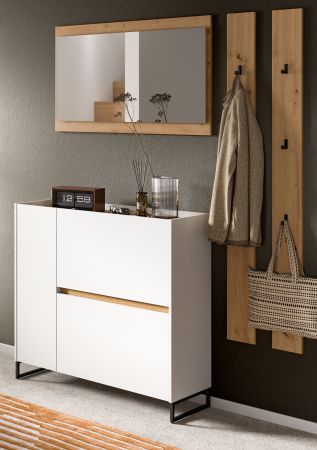 Garderobe Set 4-teilig Borga in wei� und Artisan Eiche 172 x 197 cm, Soft-Close