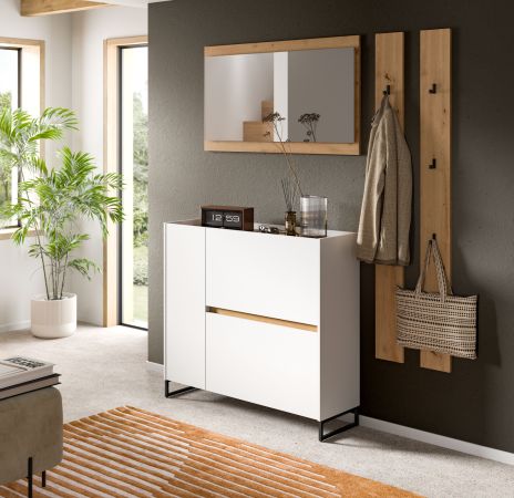 Garderobe Set 4-teilig Borga in wei� und Artisan Eiche 172 x 197 cm, Soft-Close