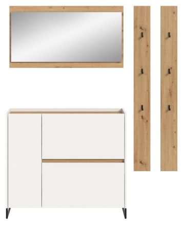 Garderobe Set 4-teilig Borga in wei� und Artisan Eiche 172 x 197 cm, Soft-Close