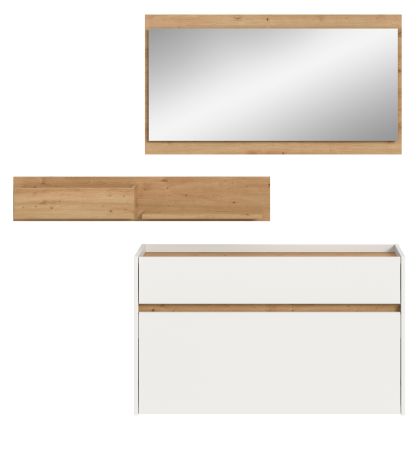 Garderobe Set 3-teilig Borga in wei� und Artisan Eiche 140 x 197 cm