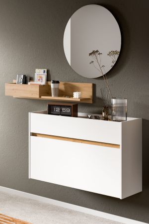 Garderobe Set 3-teilig Borga in wei� und Artisan Eiche 140 x 197 cm