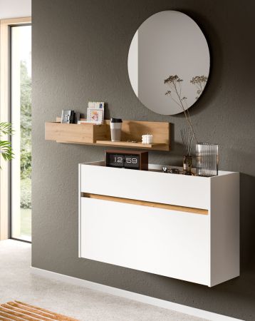 Garderobe Set 3-teilig Borga in wei� und Artisan Eiche 140 x 197 cm