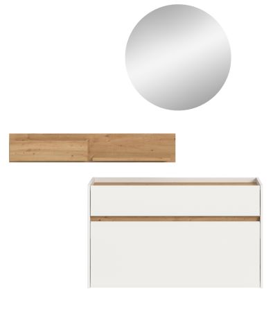 Garderobe Set 3-teilig Borga in wei� und Artisan Eiche 140 x 197 cm