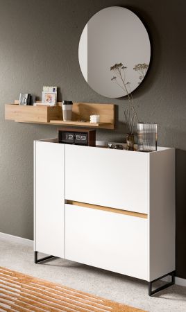 Garderobe Set 3-teilig Borga in wei� und Artisan Eiche 140 x 197 cm, Soft-Close