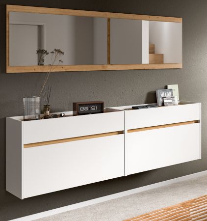 Garderobe Set 4-teilig Borga in wei� und Artisan Eiche 220 x 192 cm