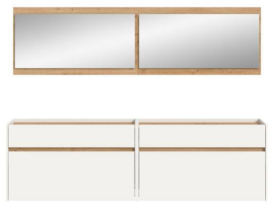 Garderobe Set 4-teilig Borga in wei� und Artisan Eiche 220 x 192 cm