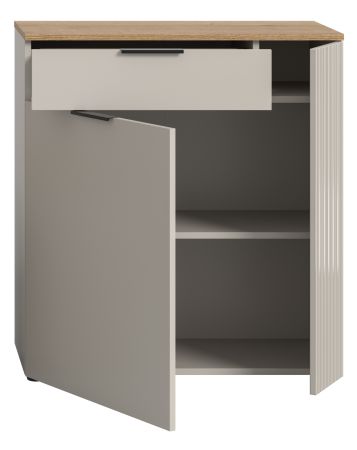 Schuhschrank Skid in Kaschmir Sand und Evoke Eiche Flur Kommode 80 x 88 cm