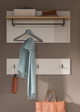 Garderobenpaneel Skid in Kaschmir Sand und Evoke Eiche Set 2-teilig 80 cm