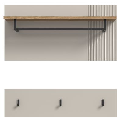 Garderobenpaneel Skid in Kaschmir Sand und Evoke Eiche Set 2-teilig 80 cm