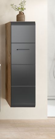 Badezimmer Kommode Cover in schwarz matt und Nox Eiche Badkommode h�ngend / stehend 30 x 106 cm