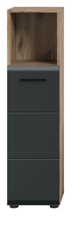 Badezimmer Kommode Cover in schwarz matt und Nox Eiche Badkommode 30 x 110 cm