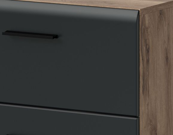 Badm�bel Set 2-teilig Cover in schwarz matt und Nox Eiche Badkombination 60 x 185 cm