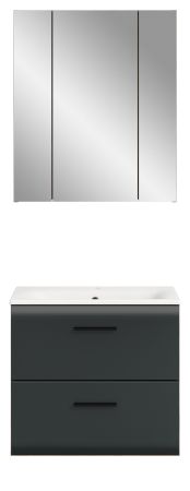 Badm�bel Set 2-teilig Cover in schwarz matt und Nox Eiche Badkombination 60 x 185 cm