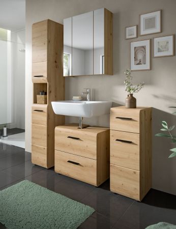 Badezimmer Hochschrank Cover in Artisan Eiche Badschrank 30 x 185 cm