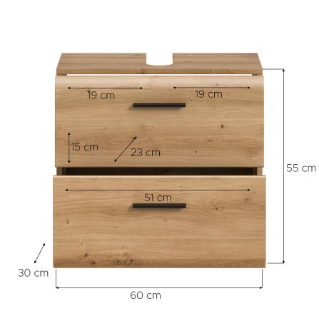 Waschbeckenunterschrank Cover in Artisan Eiche Badezimmer Unterschrank 60 cm