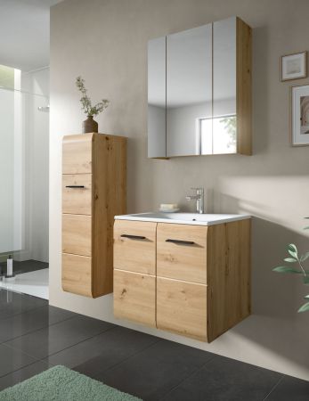 Waschtisch Cover in Artisan Eiche, Set Waschbeckenunterschrank mit Keramik Waschbecken, Breite 60 cm