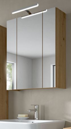 Badezimmer Spiegelschrank Cover in Artisan Eiche 60 x 70 cm, Badschrank 3-t�rig / 3D