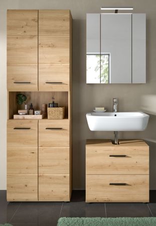 Badm�bel Set 3-teilig Cover in Artisan Eiche 135 x 185 cm, mit 4-t�rigem Hochschrank