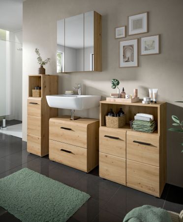 Badm�bel Set 3-teilig Cover in Artisan Eiche 135 x 185 cm, mit 4-t�rigem Hochschrank