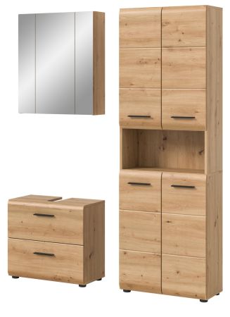 Badm�bel Set 3-teilig Cover in Artisan Eiche 135 x 185 cm, mit 4-t�rigem Hochschrank