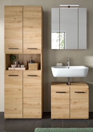 Badm�bel Set 3-teilig Cover in Artisan Eiche 135 x 185 cm, mit 4-t�rigem Hochschrank