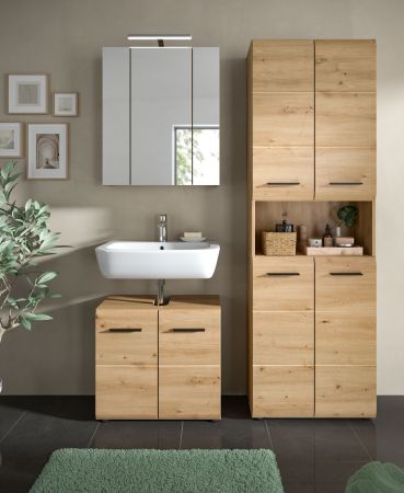 Badm�bel Set 3-teilig Cover in Artisan Eiche 135 x 185 cm, mit 4-t�rigem Hochschrank