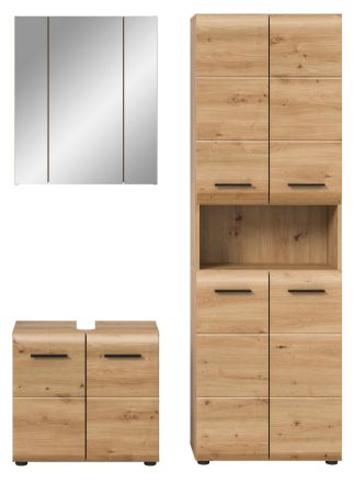 Badm�bel Set 3-teilig Cover in Artisan Eiche 135 x 185 cm, mit 4-t�rigem Hochschrank