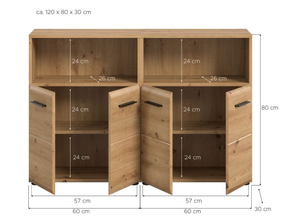 Badezimmer Kommode Set Cover in Artisan Eiche 2x Badkommode 120 x 80 cm