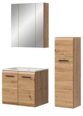 Badm�bel Set 3-teilig Cover in Artisan Eiche inklusive Keramik Waschbecken, 105 x 185 cm