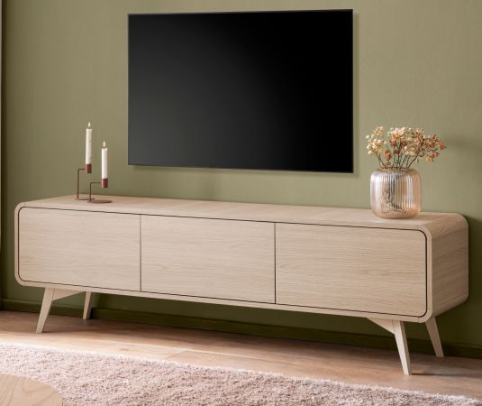 TV-Lowboard Elverum in Eiche natur TV Unterteil skandinavisch 180 x 53 cm, mit Push-to-Open