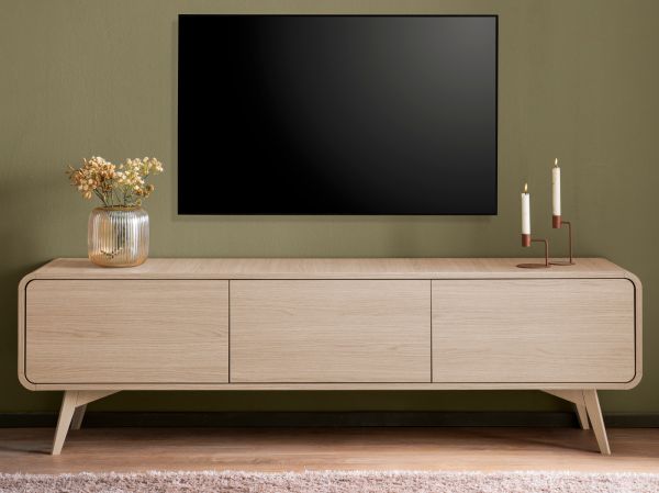 TV-Lowboard Elverum in Eiche natur TV Unterteil skandinavisch 180 x 53 cm, mit Push-to-Open