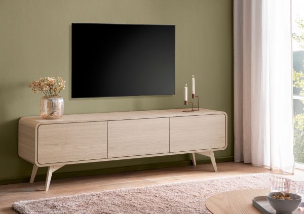 TV-Lowboard Elverum in Eiche natur TV Unterteil skandinavisch 180 x 53 cm, mit Push-to-Open