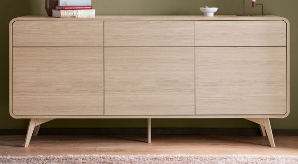 Sideboard Elverum in Eiche natur Kommode skandinavisch 180 x 84 cm, mit Push-to-Open