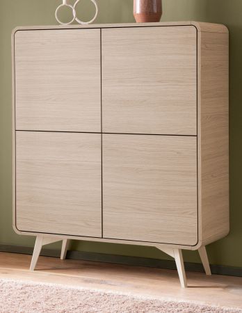 Highboard Elverum in Eiche natur Schrank skandinavisch 108 x 130 cm, mit Push-to-Open