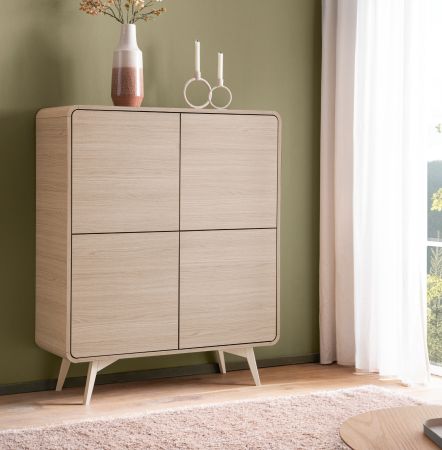 Highboard Elverum in Eiche natur Schrank skandinavisch 108 x 130 cm, mit Push-to-Open