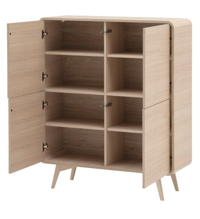 Highboard Elverum in Eiche natur Schrank skandinavisch 108 x 130 cm, mit Push-to-Open