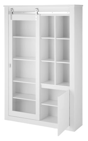 Vitrine Miami in wei� Hochglanz Vitrinenschrank 133 x 201 cm, Soft-Close