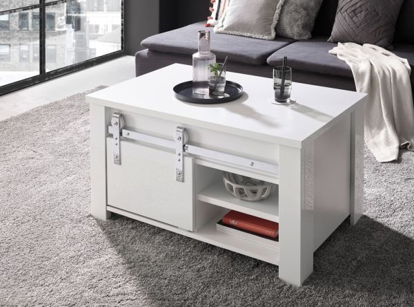 Couchtisch Miami in wei� Hochglanz Beistelltisch 93 x 60 cm