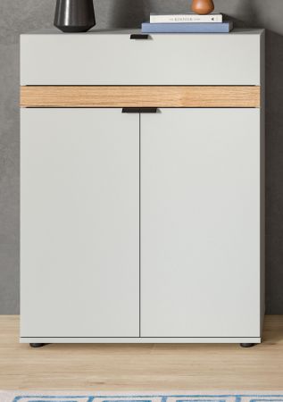Schuhschrank Janko in grau und Evoke Eiche Flur Kommode 75 x 98 cm, Soft-Close