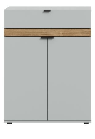 Schuhschrank Janko in grau und Evoke Eiche Flur Kommode 75 x 98 cm, Soft-Close