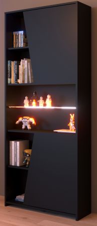 Parisot Gaming Set Meta Schwarz und Eiche Gamingtisch und Schrank inkl. LED mit Farbwechsel