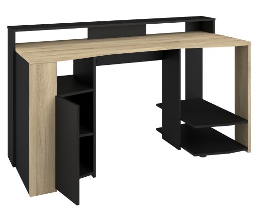 Parisot Gaming Set Meta Schwarz und Eiche Gamingtisch und Schrank inkl. LED mit Farbwechsel