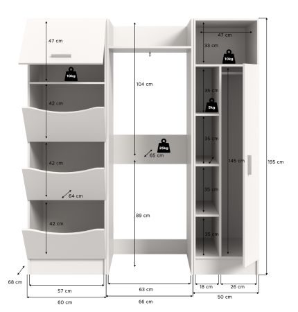 Waschmaschinenschrank Flexy in wei� Set 3-teilig 176 x 196 cm