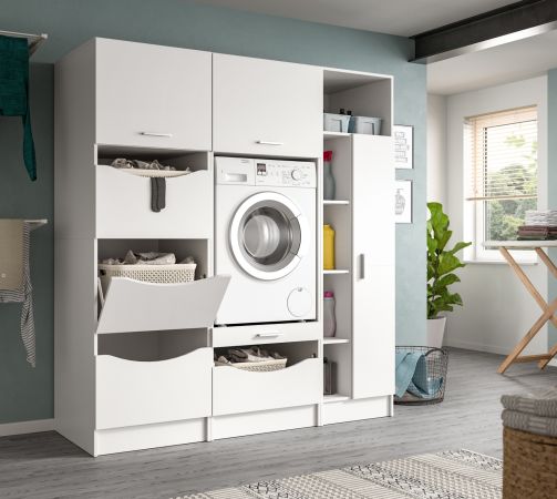 Waschmaschinenschrank Flexy in wei� Set 3-teilig 176 x 196 cm